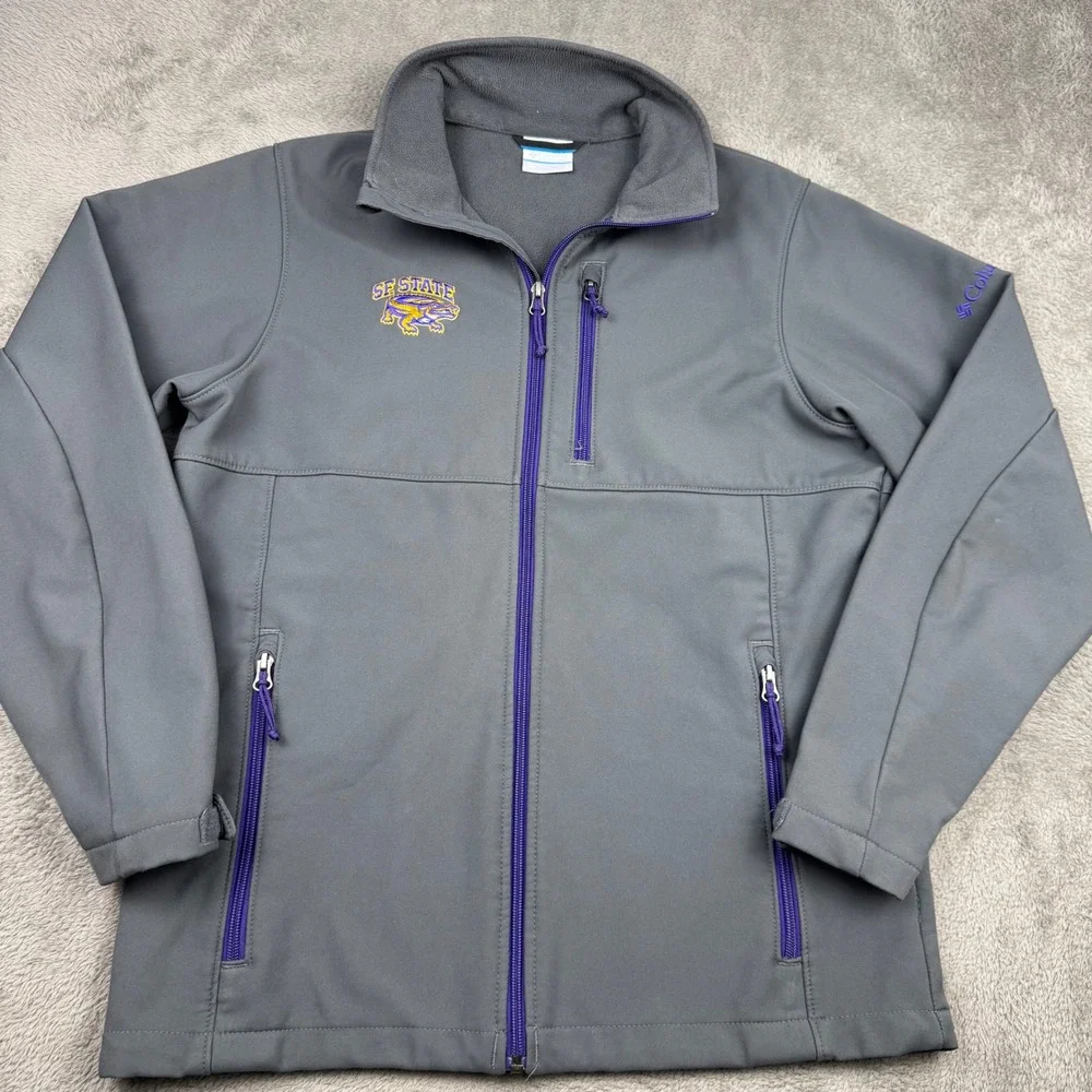 Columbia Softshell Jacket Mens S Gray Excellent SF State Gators Full Zip Fleece